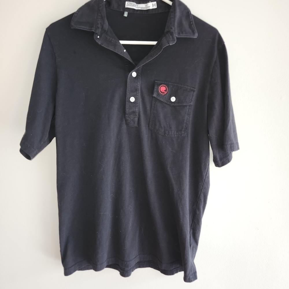 Criquet Black Polo Shirt with Red Emblem